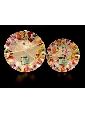 Melamine SET 8 Dinner & Salad Dessert Plates Dinnerware Fruit 4 Designs 11" NWT